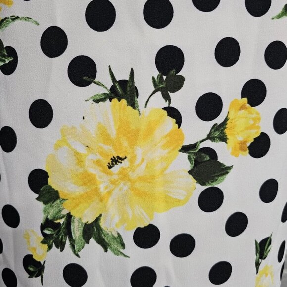 ALYX Polka Dot Floral Sheath Dress Size 10 White Yellow Black Casual Wear - Picture 7 of 12